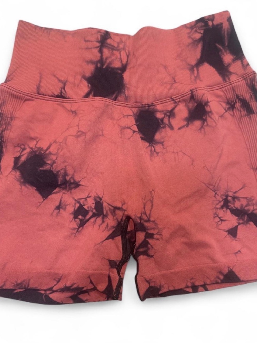 Tie-Dye High-Waist Women’s Shorts - Rust/Black